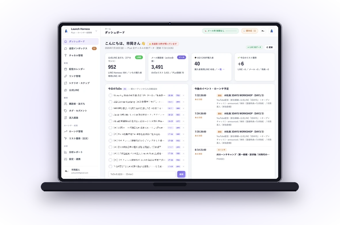 自社開発SaaS「Launch Harness」の実際の管理画面