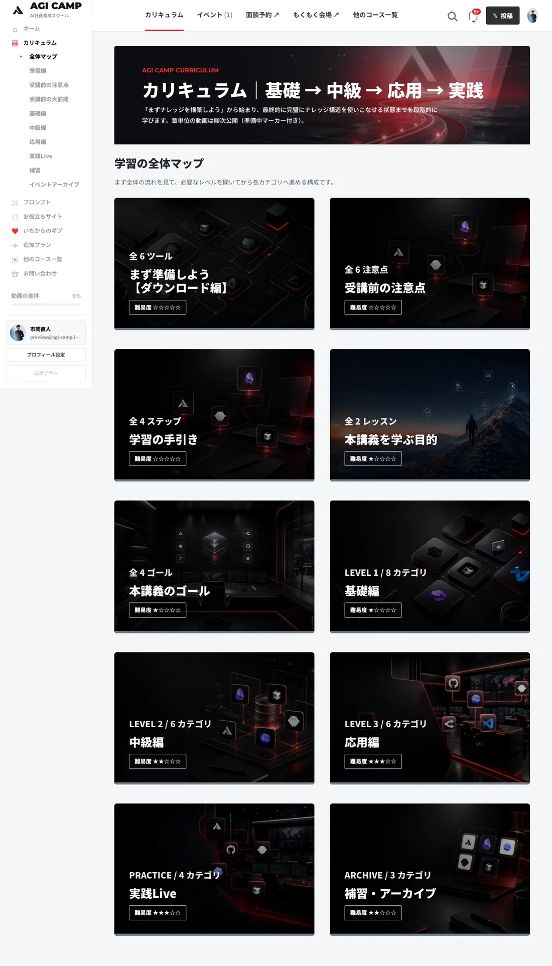 AGI CAMP会員サイト カリキュラム実画面